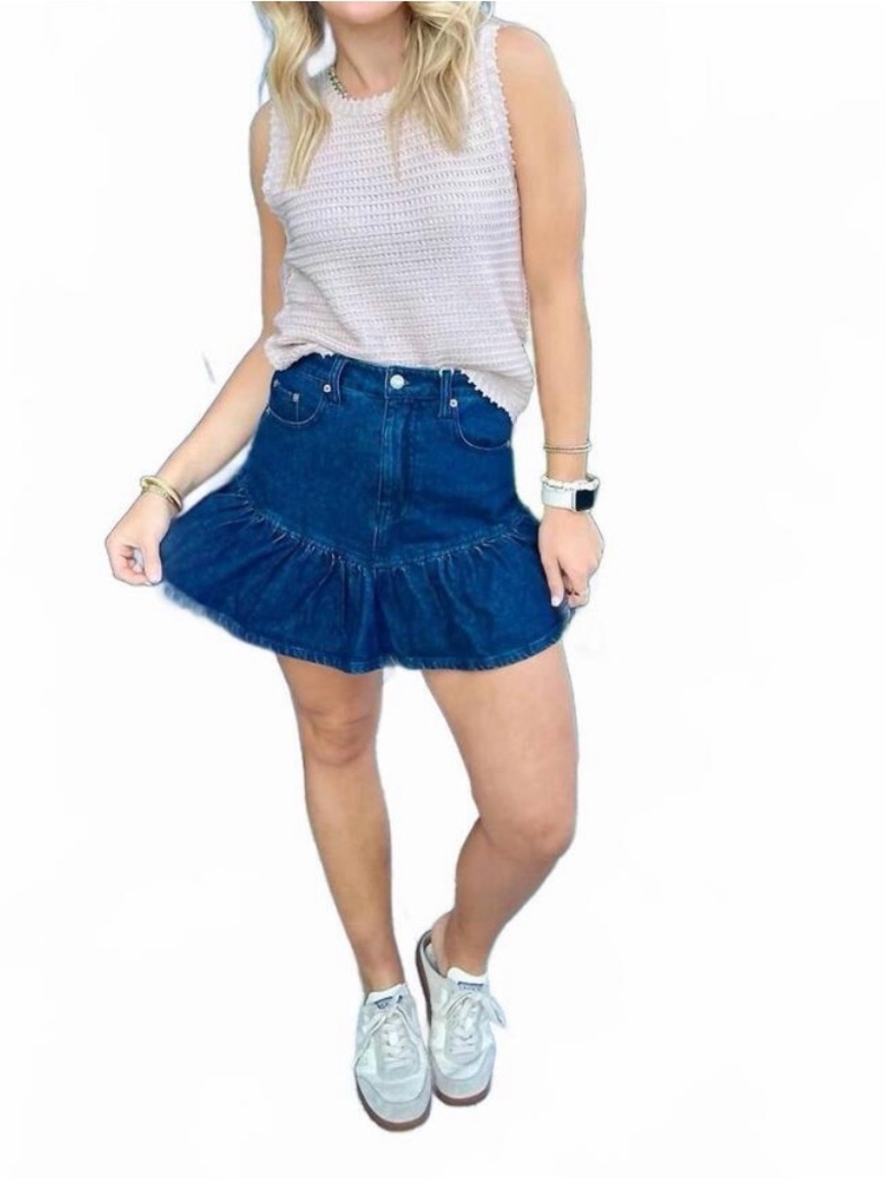 NEW DAZE smooch ruffle skirt in denim sz 24 xsmall